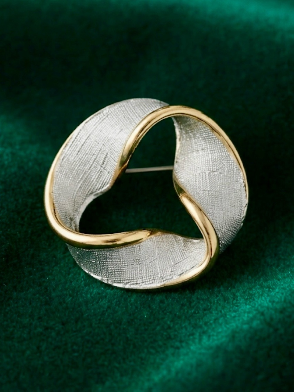 Vintage Napier Two-Tone Twisted Ribbon Brooch Gold & Silver Tone Pin